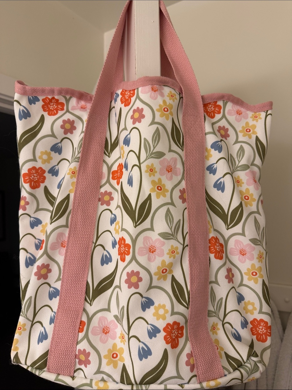 Target Floral Canvas Tote with Pink Straps